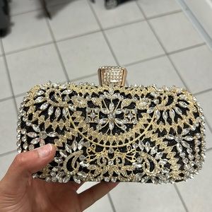 Rhinestone metal clutch